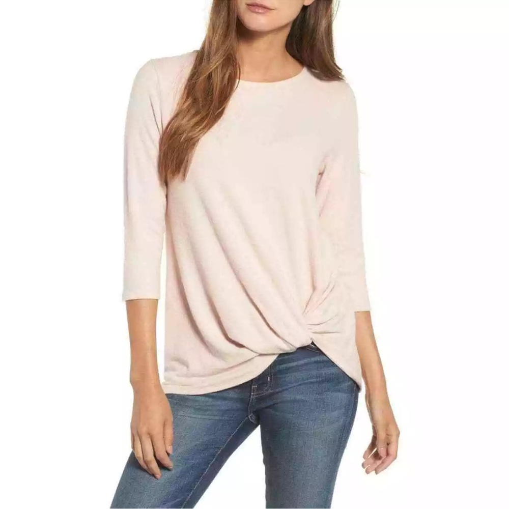 NWT Gibson Pink Smoke Cozy Twist Front Pullover 3/4 sleeve Sweater Size S - Picture 8 of 9